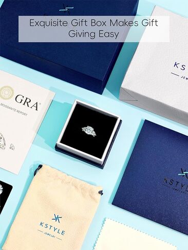 KSTYLE 【سلسلة مستوحاة من الطبيعة】خواتم زفاف مويسانيتي للنساء 1.5-2 قيراط خواتم خطوبة سوليتير، D اللون VVS1 وضوح 925 خواتم فضة استرلينية 18 قيراط مطلية بالذهب الأبيض خواتم وعد لها in Kuwait