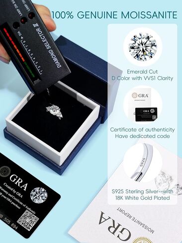 KSTYLE 【سلسلة مستوحاة من الطبيعة】خواتم زفاف مويسانيتي للنساء 1.5-2 قيراط خواتم خطوبة سوليتير، D اللون VVS1 وضوح 925 خواتم فضة استرلينية 18 قيراط مطلية بالذهب الأبيض خواتم وعد لها in Kuwait