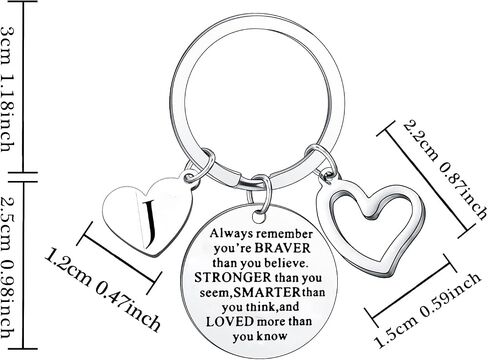 Inspirational Keychain Always Remember You Are Braver Than You Believe Jewellery Letter Keyring Gifts for Men Women in Kuwait