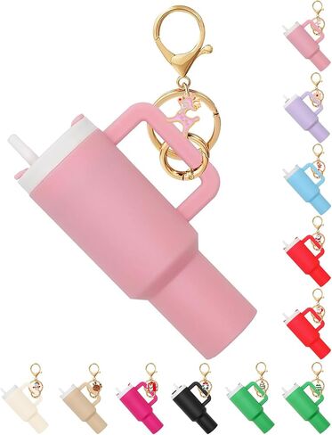 Mini Cup Keychain for Stanley, Valentine Tumbler Keychain Chapstick Holder, Purse Handbag Key Charm Accessory for Women Girls in Saudi Arabia