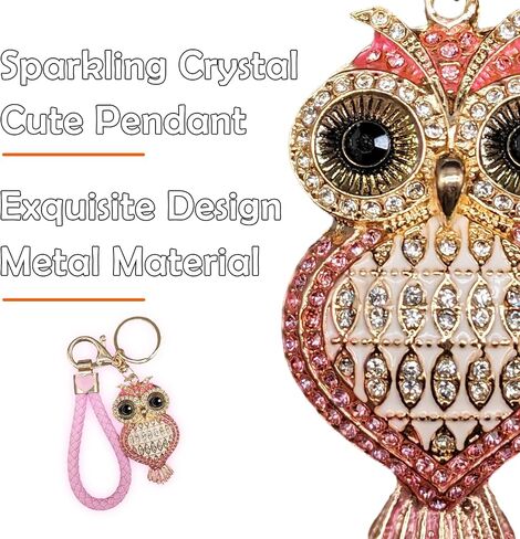Crystal Keychain for Women with Cute Owl Bling Rhinestone Pendant Keychain,Blue Car Key Chain Accessories Wristlet for Gifts in Saudi Arabia
