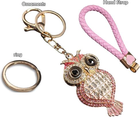 Crystal Keychain for Women with Cute Owl Bling Rhinestone Pendant Keychain,Blue Car Key Chain Accessories Wristlet for Gifts in Saudi Arabia