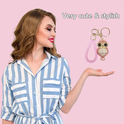 Crystal Keychain for Women with Cute Owl Bling Rhinestone Pendant Keychain,Blue Car Key Chain Accessories Wristlet for Gifts in Saudi Arabia