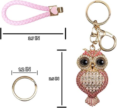 Crystal Keychain for Women with Cute Owl Bling Rhinestone Pendant Keychain,Blue Car Key Chain Accessories Wristlet for Gifts in Saudi Arabia
