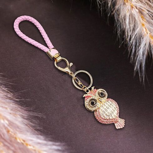 Crystal Keychain for Women with Cute Owl Bling Rhinestone Pendant Keychain,Blue Car Key Chain Accessories Wristlet for Gifts in Saudi Arabia