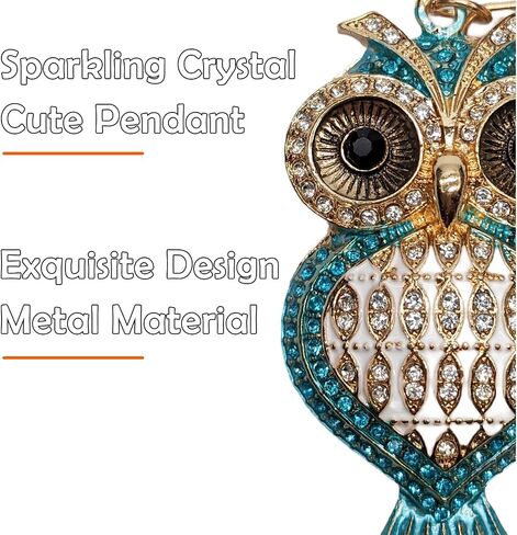 Crystal Keychain for Women with Cute Owl Bling Rhinestone Pendant Keychain,Blue Car Key Chain Accessories Wristlet for Gifts in Saudi Arabia