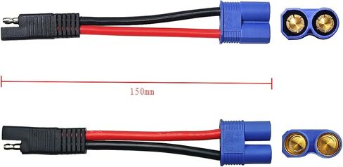 كابل 10AWG EC8 إلى SAE، سلك كابل طاقة موصل EC8 أنثى/ذكر إلى SAE مع محول عكس قطبية SAE لمحرك السيارة RC ESC في حالات الطوارئ، شحن بطارية اللوحة الشمسية 15 سم/6 بوصة in Kuwait