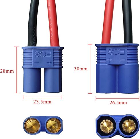 كابل 10AWG EC8 إلى SAE، سلك كابل طاقة موصل EC8 أنثى/ذكر إلى SAE مع محول عكس قطبية SAE لمحرك السيارة RC ESC في حالات الطوارئ، شحن بطارية اللوحة الشمسية 15 سم/6 بوصة in Kuwait