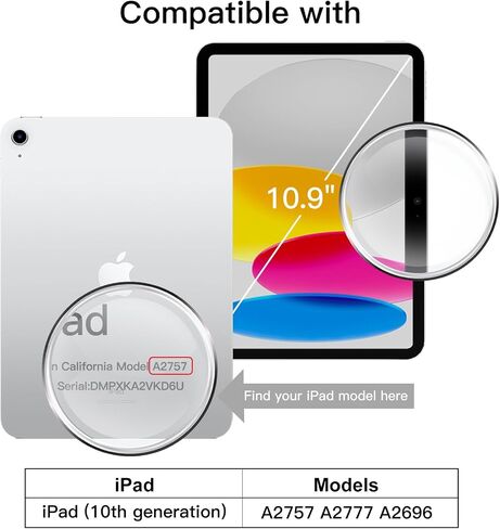 حافظة JETech دوارة لجهاز iPad 10 (10.9 بوصة، موديل 2022، الجيل العاشر) مع حامل قلم رصاص، غطاء حامل واقٍ يدور 360 درجة، ظهر شفاف، تنبيه/غفو تلقائي (وردي) in Kuwait