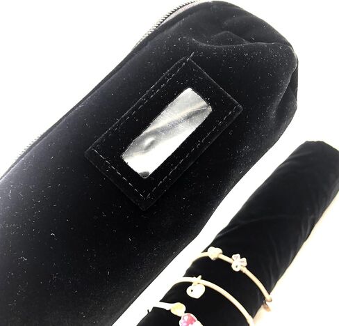 Velvet Jewelry Roll Bag for Brackets Bangles Watches, Great Jewelry Organizer for Travel, Black in Kuwait