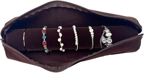 Velvet Jewelry Roll Bag for Brackets Bangles Watches, Great Jewelry Organizer for Travel, Black in Kuwait