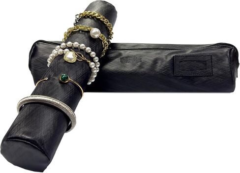 Velvet Jewelry Roll Bag for Brackets Bangles Watches, Great Jewelry Organizer for Travel, Black in Kuwait