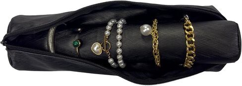Velvet Jewelry Roll Bag for Brackets Bangles Watches, Great Jewelry Organizer for Travel, Black in Kuwait