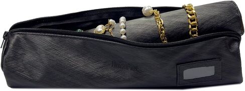 Velvet Jewelry Roll Bag for Brackets Bangles Watches, Great Jewelry Organizer for Travel, Black in Kuwait