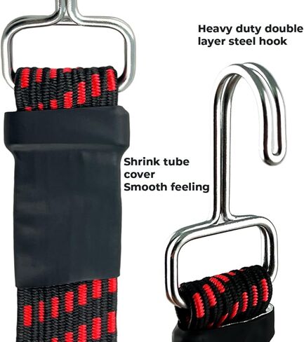 حبال بنجي مسطحة قابلة للتعديل مقاس 20-40-80 بوصة. أشرطة بنجي عالية القوة مع خطافات معدنية شديدة التحمل مقاومة للطقس. تقليص الأنبوب لمزيد من القوة. السيارات والقوارب والمنزل والمقطورة والمزيد in Kuwait