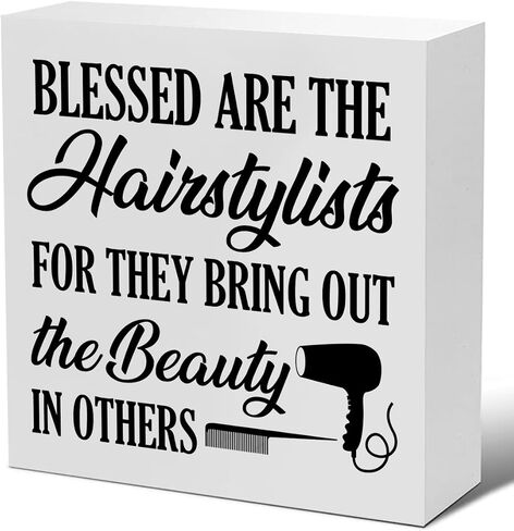 Hairstylist Gifts What Is Said in the Salon Wood Sign Farmhouse Hairdresser Signs Home Hair Salon Beauty Shop Barbershop Decor for Desk Table Shelf Tabletop, 5 x 5 Inches in Saudi Arabia