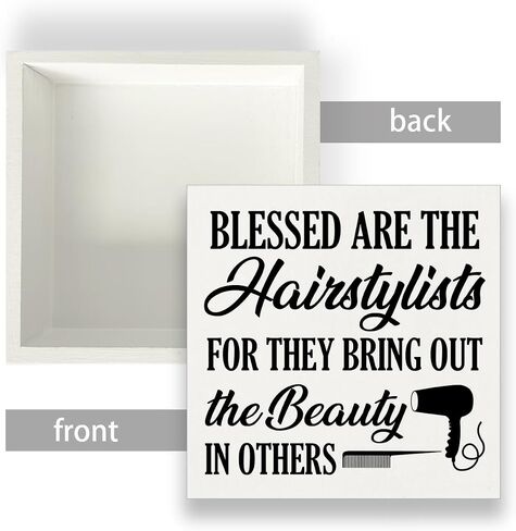 Hairstylist Gifts What Is Said in the Salon Wood Sign Farmhouse Hairdresser Signs Home Hair Salon Beauty Shop Barbershop Decor for Desk Table Shelf Tabletop, 5 x 5 Inches in Saudi Arabia