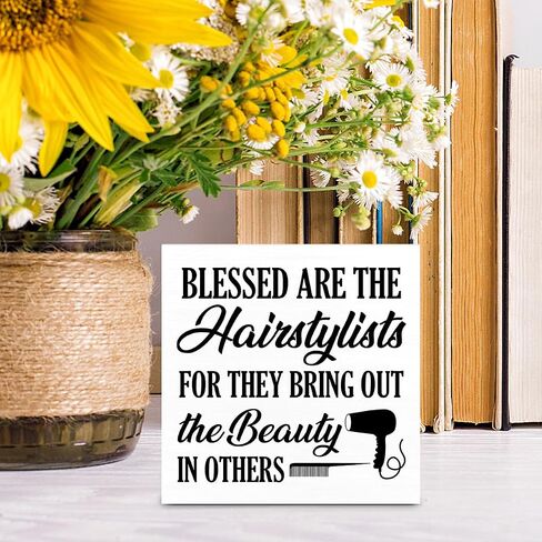 Hairstylist Gifts What Is Said in the Salon Wood Sign Farmhouse Hairdresser Signs Home Hair Salon Beauty Shop Barbershop Decor for Desk Table Shelf Tabletop, 5 x 5 Inches in Saudi Arabia