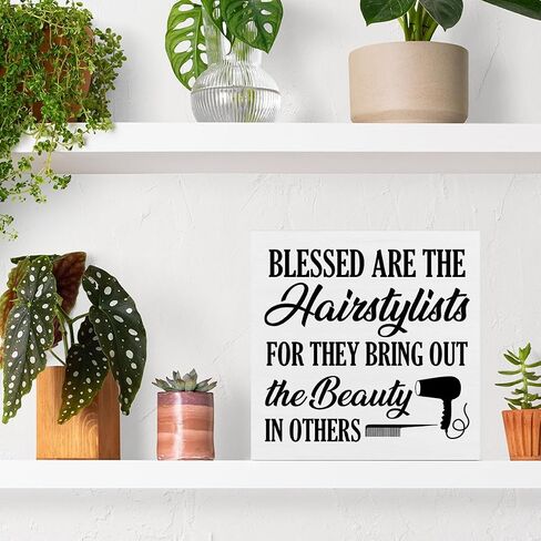 Hairstylist Gifts What Is Said in the Salon Wood Sign Farmhouse Hairdresser Signs Home Hair Salon Beauty Shop Barbershop Decor for Desk Table Shelf Tabletop, 5 x 5 Inches in Saudi Arabia