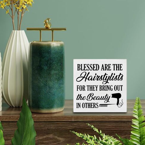 Hairstylist Gifts What Is Said in the Salon Wood Sign Farmhouse Hairdresser Signs Home Hair Salon Beauty Shop Barbershop Decor for Desk Table Shelf Tabletop, 5 x 5 Inches in Saudi Arabia