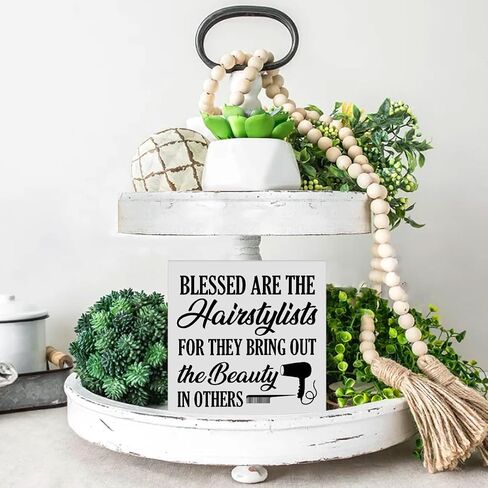Hairstylist Gifts What Is Said in the Salon Wood Sign Farmhouse Hairdresser Signs Home Hair Salon Beauty Shop Barbershop Decor for Desk Table Shelf Tabletop, 5 x 5 Inches in Saudi Arabia
