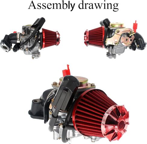 مكربن ​​GY6 50CC، مكربن ​​PD18J 18 مم لمحرك الدراجة رباعي الأشواط GY6 49cc 50cc 80cc 139QMB 139QMA مكربن ​​لسكوتر Taotao Kymco مع مقابض صمام خانق مشعب السحب لمرشح الوقود in Kuwait