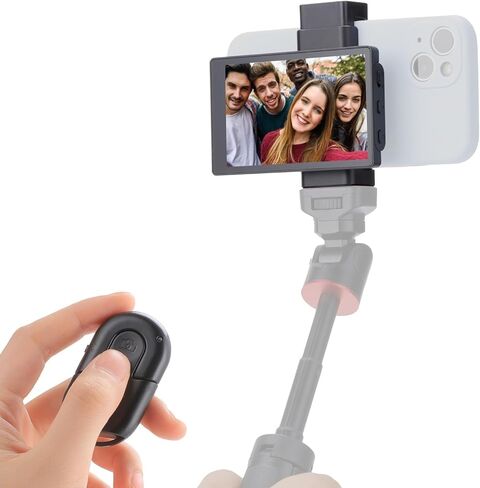 شاشات King Ma Mini لمزامنة الهاتف والكاميرا الخلفية وشاشة سيلفي للهاتف وشاشة مراقبة سيلفي مع مشبك هاتف مغناطيسي وجهاز تحكم عن بعد بلوتوث لسيلفي Vlog Live Stream TikTok YouTube Twitter in Kuwait