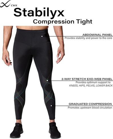 سروال CW-X الرجالي Stabilyx الداعم للضغط، سروال للجري والتعافي in Kuwait