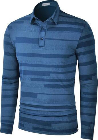 Long Sleeve Polo Shirts for Men Casual Dress Polo Tee Shirts Lightweight Quick Dry Collared Golf Shirt in Saudi Arabia