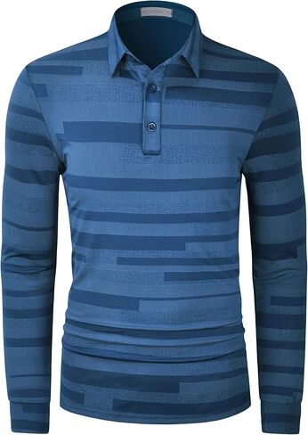 Long Sleeve Polo Shirts for Men Casual Dress Polo Tee Shirts Lightweight Quick Dry Collared Golf Shirt in Saudi Arabia