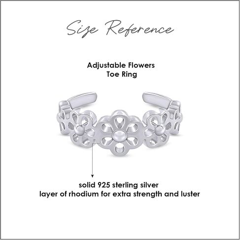 Adjustable Flowers Toe Ring 14k Gold Over Sterling Silver Jewelry For Women in Saudi Arabia