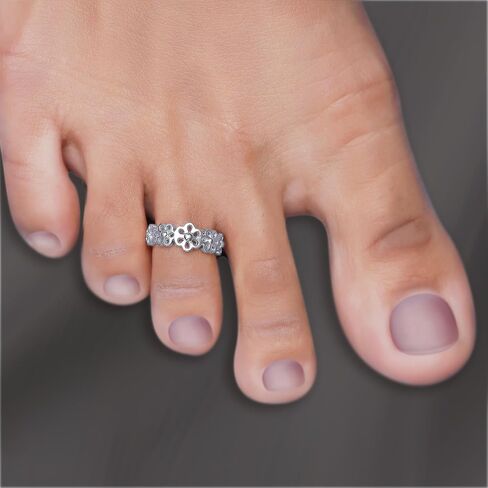 Adjustable Flowers Toe Ring 14k Gold Over Sterling Silver Jewelry For Women in Saudi Arabia