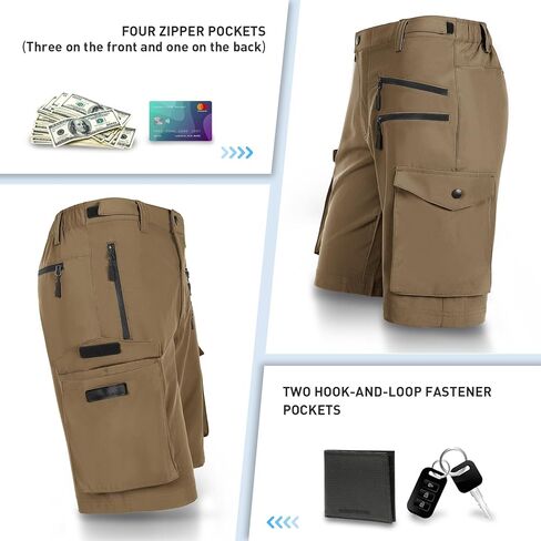 شورت Hiauspor الرجالي لركوب الدراجات الجبلية قابل للتمدد لركوب الدراجات سريع الجفاف والمشي لمسافات طويلة للعمل والجولف والصيد التكتيكي in Kuwait