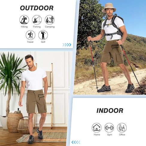 شورت Hiauspor الرجالي لركوب الدراجات الجبلية قابل للتمدد لركوب الدراجات سريع الجفاف والمشي لمسافات طويلة للعمل والجولف والصيد التكتيكي in Kuwait