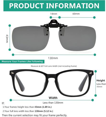نظارات شمسية من Eyekepper مكونة من 4 قطع بمشبك قابل للطي مقاس 59 × 39 مم معدنية يمكن ارتداؤها فوق النظارات in Kuwait