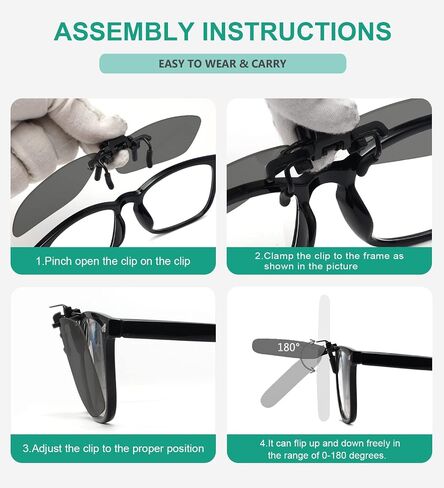 نظارات شمسية من Eyekepper مكونة من 4 قطع بمشبك قابل للطي مقاس 59 × 39 مم معدنية يمكن ارتداؤها فوق النظارات in Kuwait