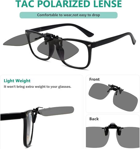 نظارات شمسية من Eyekepper مكونة من 4 قطع بمشبك قابل للطي مقاس 59 × 39 مم معدنية يمكن ارتداؤها فوق النظارات in Kuwait