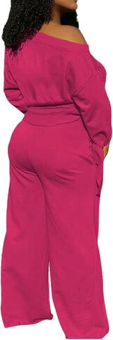 Yiershu Women's 2 Piece Outfits Casual Sweatsuits Long Sleeve Loose Matching Wide Leg Tracksuit Pants Sets with Pockets in Saudi Arabia