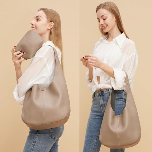 Slouchy Hobo Bags for Women Tote Bag Soft Vegan Leather Shoulder Purses 2 Pcs in Saudi Arabia