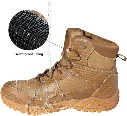أحذية المشي لمسافات طويلة مقاومة للماء للرجال من FREE SOLDIER أحذية عمل خفيفة الوزن أحذية عسكرية تكتيكية أحذية قتالية متينة (بني 12 واط) in Kuwait