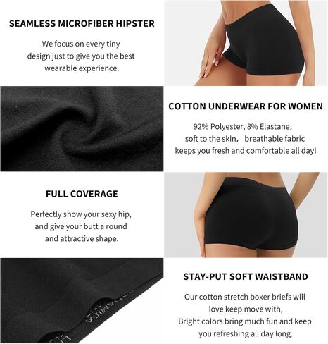 Desanlapi Boyshort Panties Womens Full Coverage Seamless Underwear Soft Stretch Boxer Briefs in Saudi Arabia