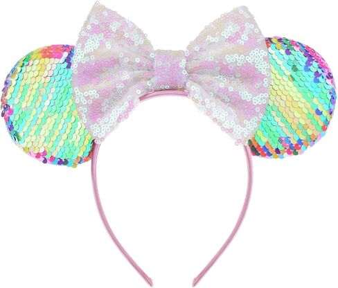 عصابة رأس مياو ترتر أسود على شكل أذن الفأرة لامعة على شكل فراشة مم فيونكة بارك كروز للفتيات والنساء والبالغين وحفلات الأميرة التنكرية (الأميرة) in Kuwait