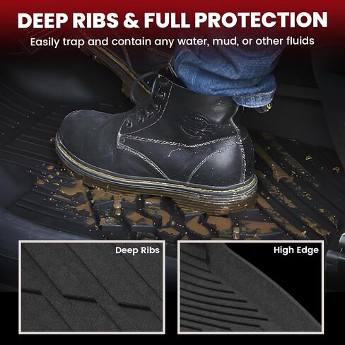 LASFIT Floor Mats for 2015-2022 Chevrolet Chevy Colorado Crew Cab/GMC Canyon Crew Cab, All Weather TPE Car Mats, Custom Fit Floor Liners, 1st & 2nd Row, Black in Kuwait