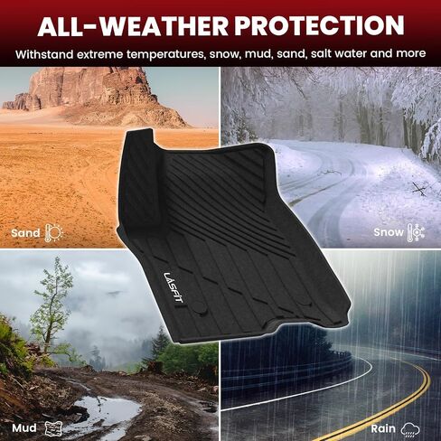 LASFIT Floor Mats for 2015-2022 Chevrolet Chevy Colorado Crew Cab/GMC Canyon Crew Cab, All Weather TPE Car Mats, Custom Fit Floor Liners, 1st & 2nd Row, Black in Kuwait