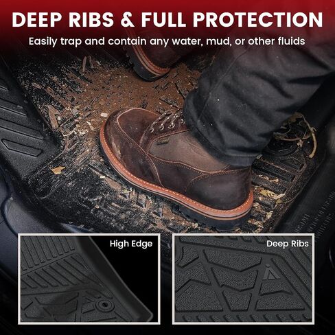 LASFIT Floor Mats for 2015-2022 Chevrolet Chevy Colorado Crew Cab/GMC Canyon Crew Cab, All Weather TPE Car Mats, Custom Fit Floor Liners, 1st & 2nd Row, Black in Kuwait