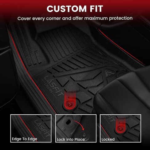 LASFIT Floor Mats for 2015-2022 Chevrolet Chevy Colorado Crew Cab/GMC Canyon Crew Cab, All Weather TPE Car Mats, Custom Fit Floor Liners, 1st & 2nd Row, Black in Kuwait