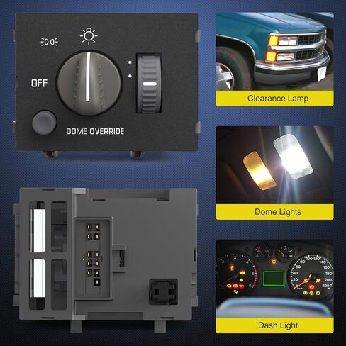 Nilight Headlight Dimmer Switch Compatible with 1999 2000 2001 2002 Chevy Silverado 1500 2500 3500 Suburban 1500 2500 Tahoe 1999-2002 GMC Sierra 1500 2500 with Yellowish LED Light in Saudi Arabia