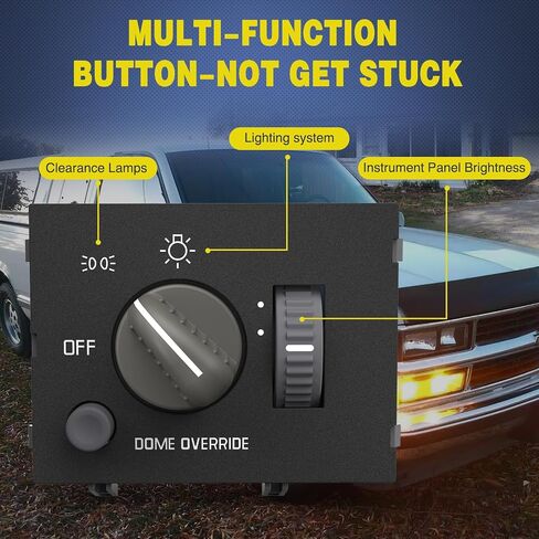 Nilight Headlight Dimmer Switch Compatible with 1999 2000 2001 2002 Chevy Silverado 1500 2500 3500 Suburban 1500 2500 Tahoe 1999-2002 GMC Sierra 1500 2500 with Yellowish LED Light in Saudi Arabia