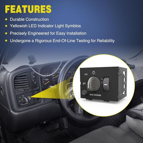 Nilight Headlight Dimmer Switch Compatible with 1999 2000 2001 2002 Chevy Silverado 1500 2500 3500 Suburban 1500 2500 Tahoe 1999-2002 GMC Sierra 1500 2500 with Yellowish LED Light in Saudi Arabia