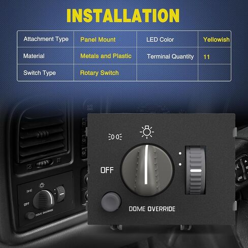 Nilight Headlight Dimmer Switch Compatible with 1999 2000 2001 2002 Chevy Silverado 1500 2500 3500 Suburban 1500 2500 Tahoe 1999-2002 GMC Sierra 1500 2500 with Yellowish LED Light in Saudi Arabia